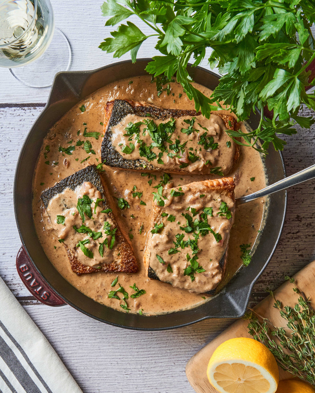 Pan Seared Mustard Cream Salmon