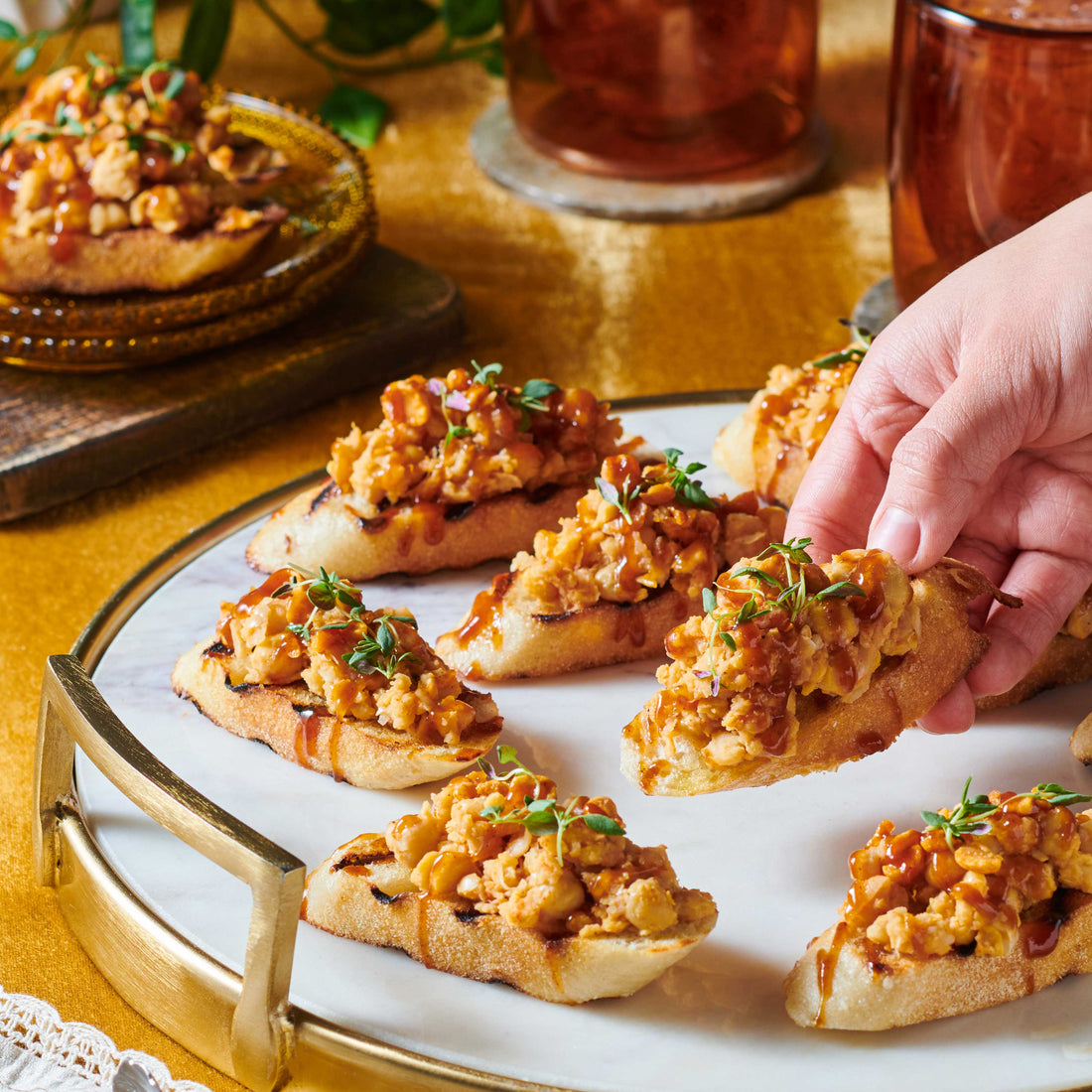 Honey BBQ Chickpea Bruschetta