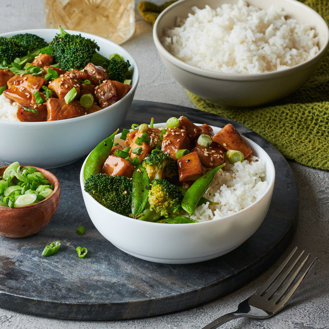 Sticky Sesame Chicken Rice Bowl