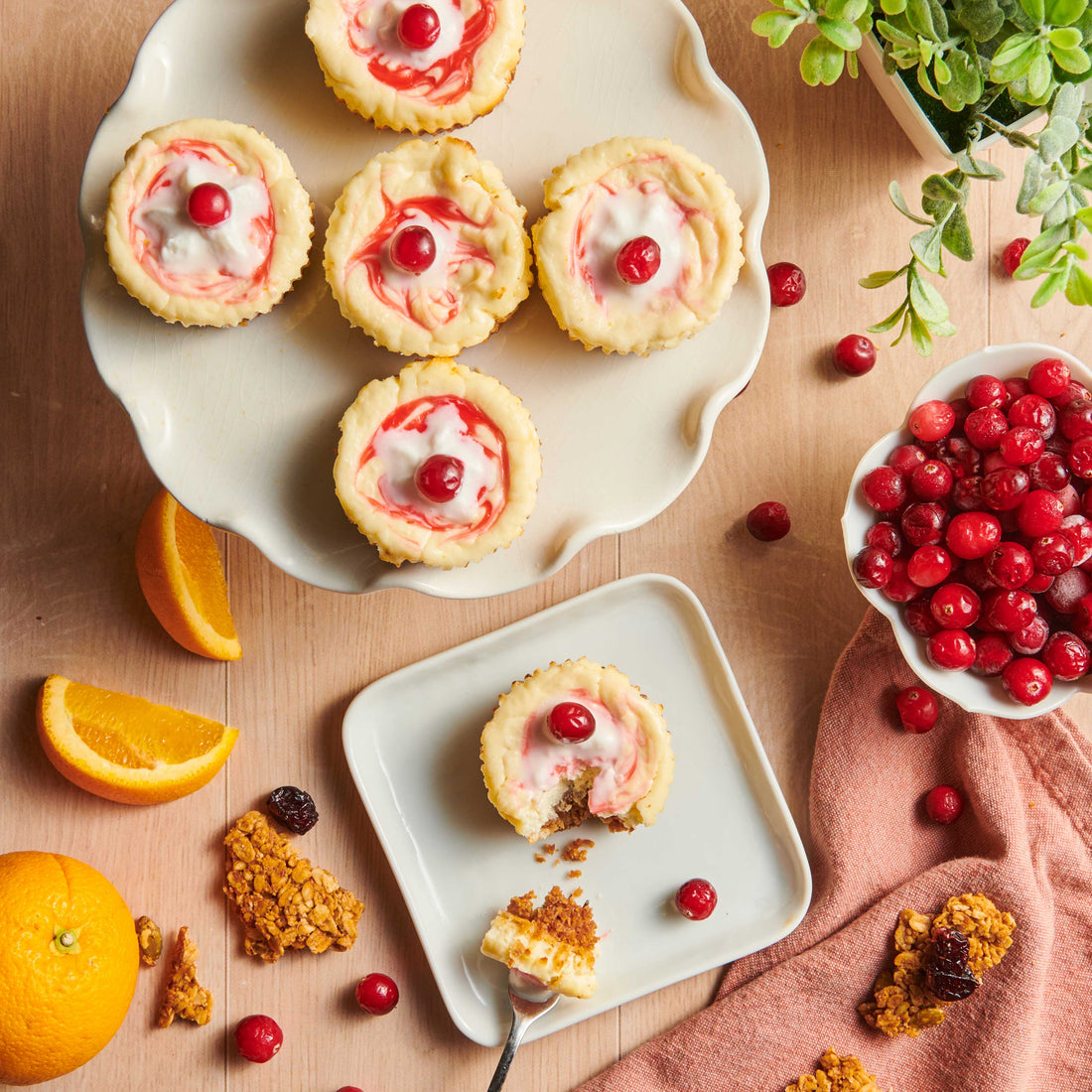 Cranberry Orange Mini Cheesecakes 