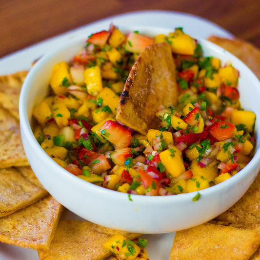 Mango Strawberry Salsa and Homemade Pita Chips